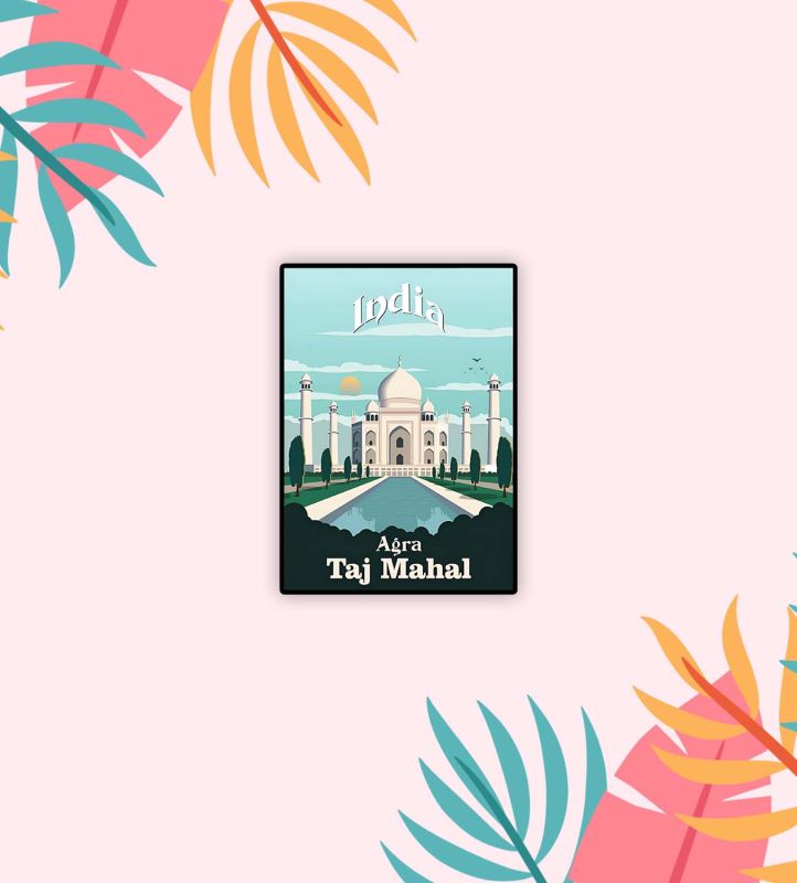 Agra Fridge Magnet Souvenir Gift for Tourist Kitchen Decoration Refrigerator Door Decor Sticker  Magnet for Refrigerator Whiteboard, Kitchen, and Office (Design 4)